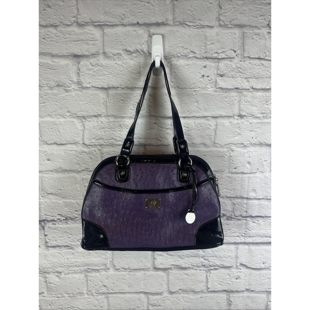 SOLD Grace Adele Emma Purple & Faux Ostrich Patent Leather Goth